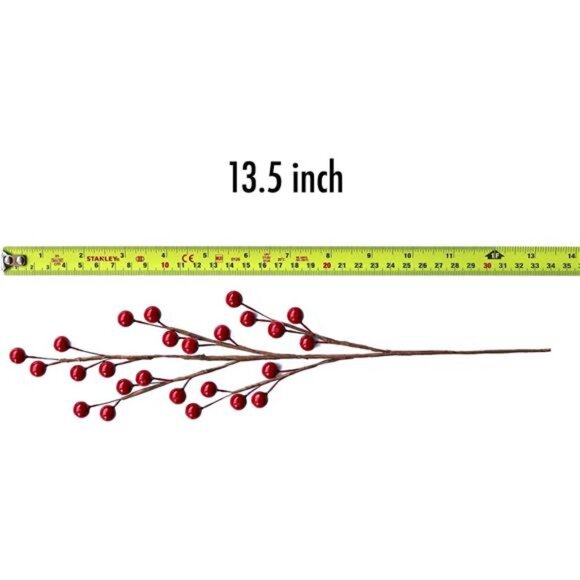 12 Pcs Artificial Red Berries Stems 13.5" Waterproof Berry Branches for Home - Picture 2 of 8